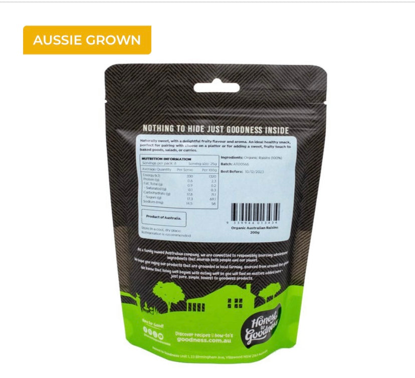 Organic Australian Raisins 200g